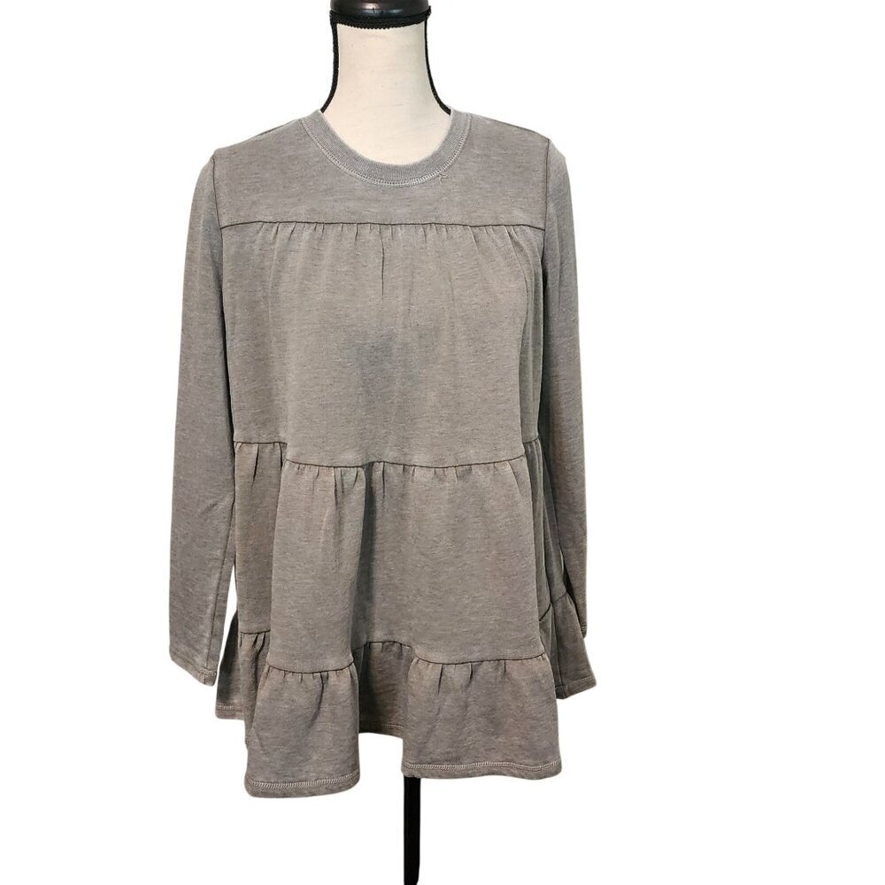 Anthropologie Saturday Sunday sz XS tiered babydoll top sweatshirt long sleeve